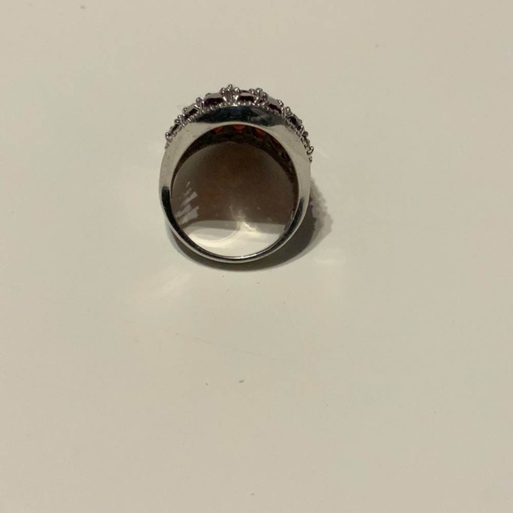 Red Garnet Rhodium over Sterling Silver Ring - Picture 3 of 4